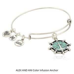 Alex and Ani Silver and Green Anchor Bracelet